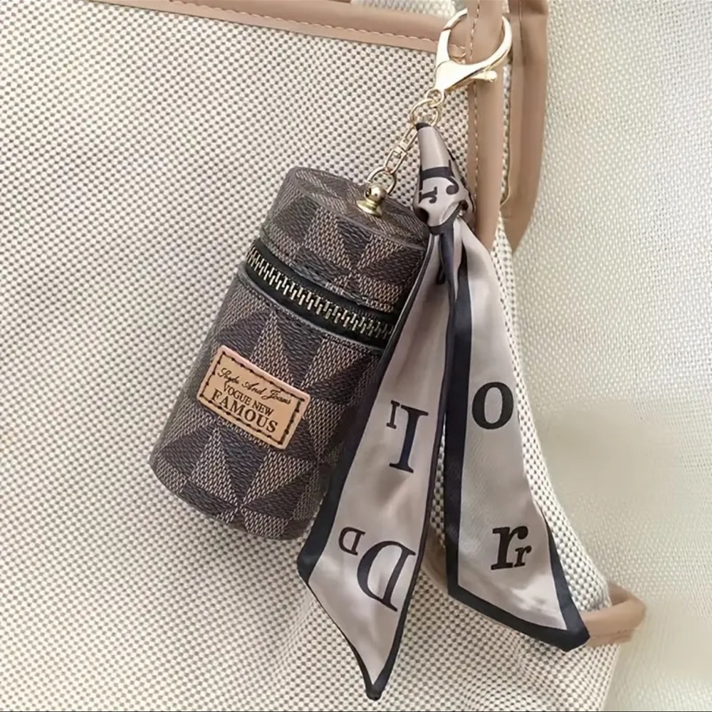 1pc fashion Retro Coin Purse Classic Pouch With Scarf Decor, Zipper Lips… - Picture 2 of 9